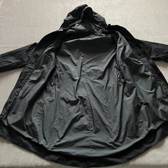Lululemon Rain Jacket Coat Women Black Hooded Zip Up Long Length Windproof READ - Picture 4 of 14
